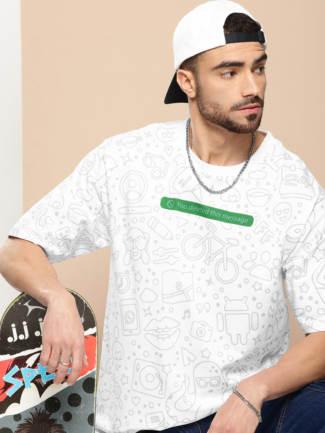 Mens Half Sleeve Round Neck All-Over Printed Oversized Fit Tshirts