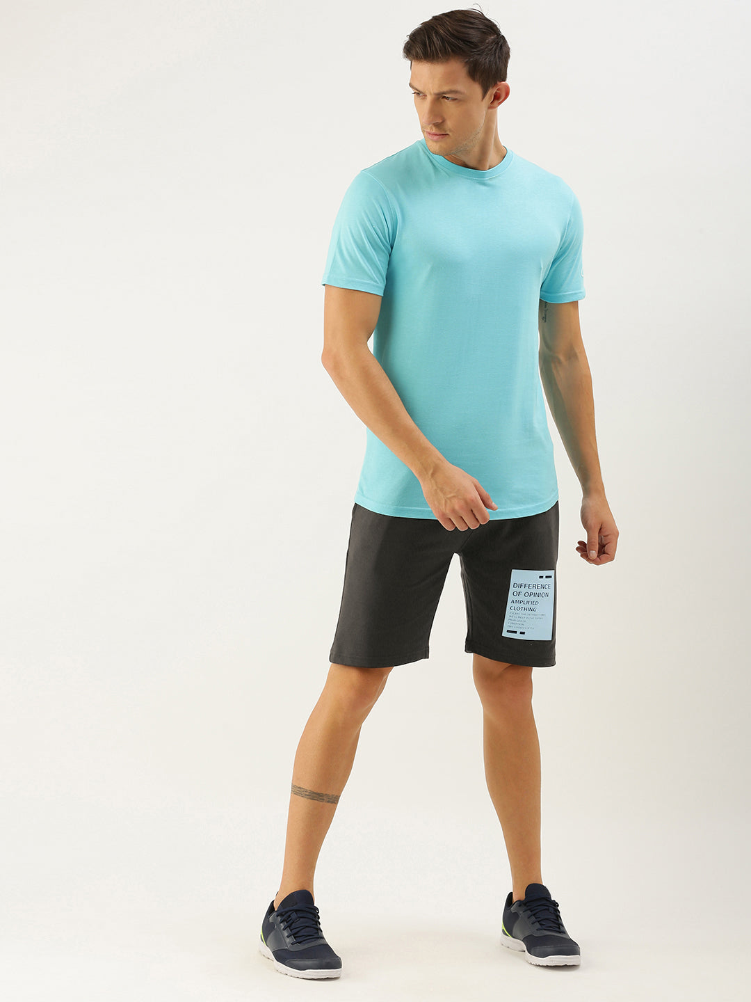 Men Grey Typography Printed Mid-Rise Regular Shorts