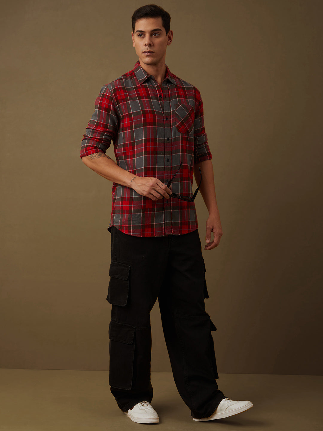 Men Checked Full Sleeve Shirt With Pocket