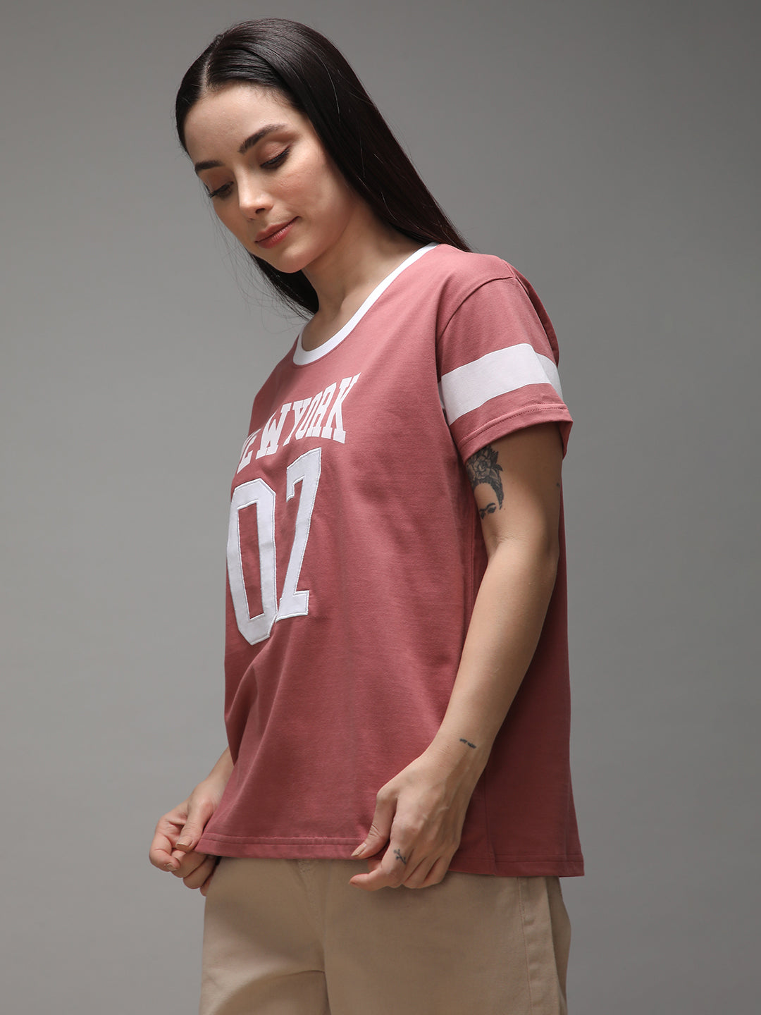 Womens Half Sleeve Round Neck Printed Boxy Fit Tshirts