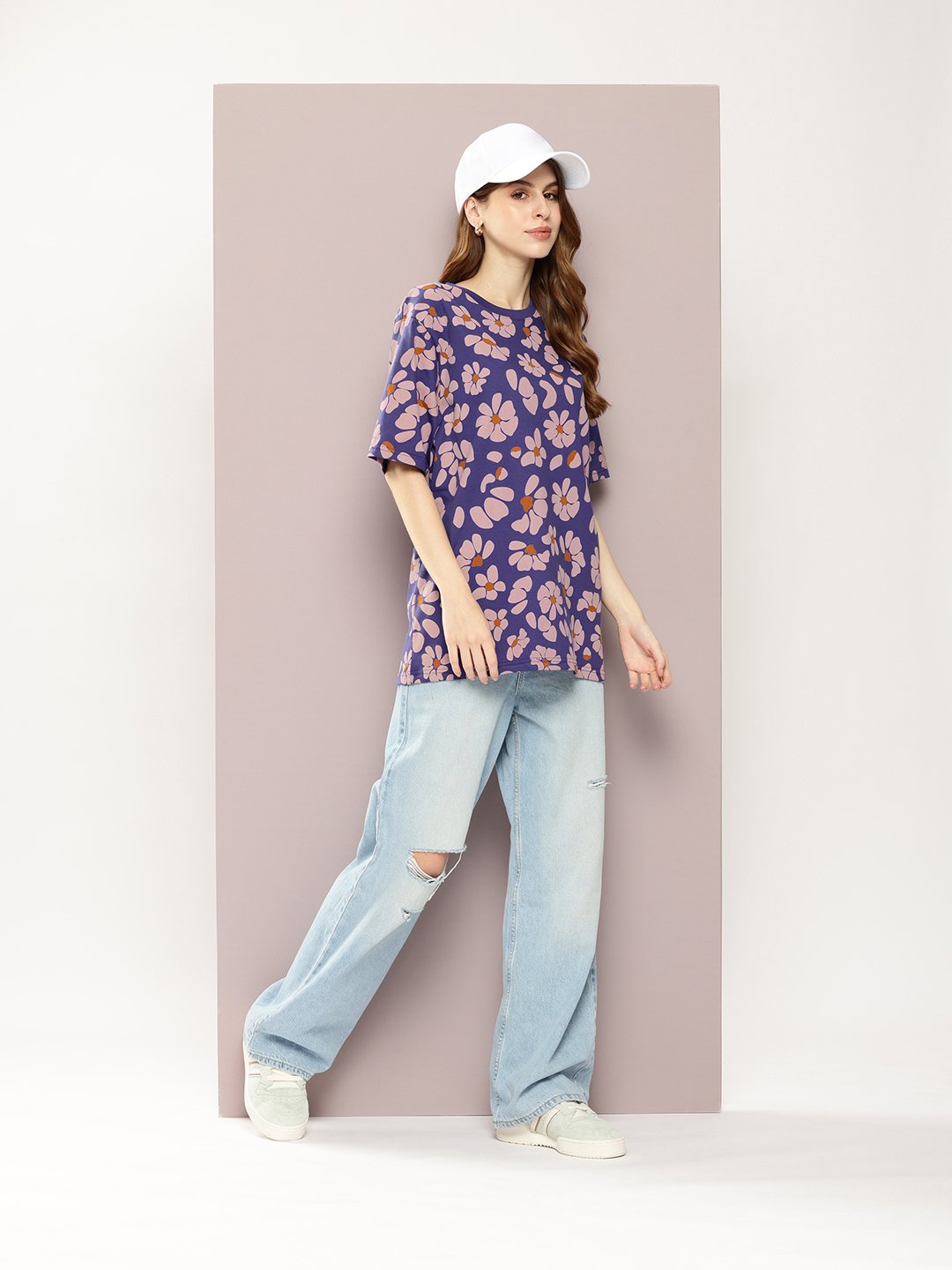 Womens Half Sleeve Round Neck Oversized Fit T-Shirts