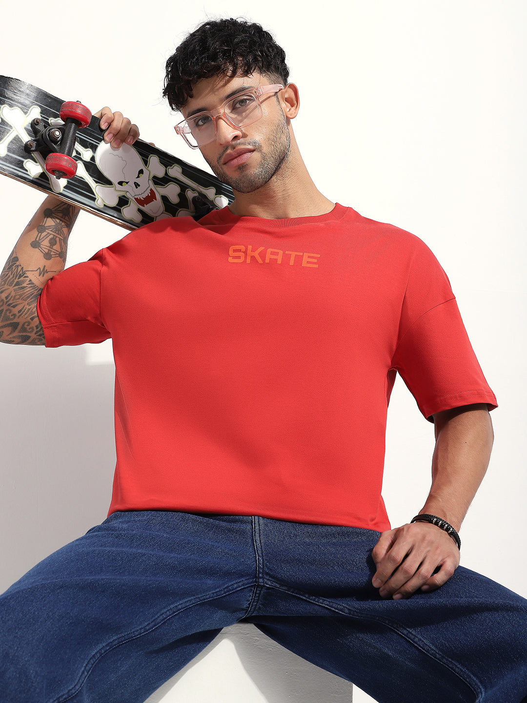 Mens Half Sleeve Drop Shoulder Printed Oversized Fit T-Shirts