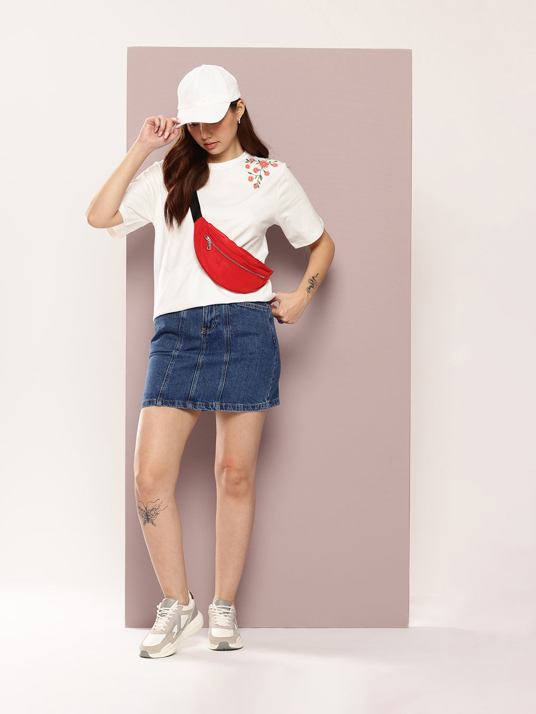 Womens Half Sleeve Round Neck Embroidered Oversized Fit Tshirts