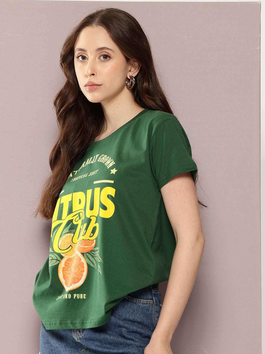 Womens Half Sleeve Round Neck Printed Boxy Fit Tshirts