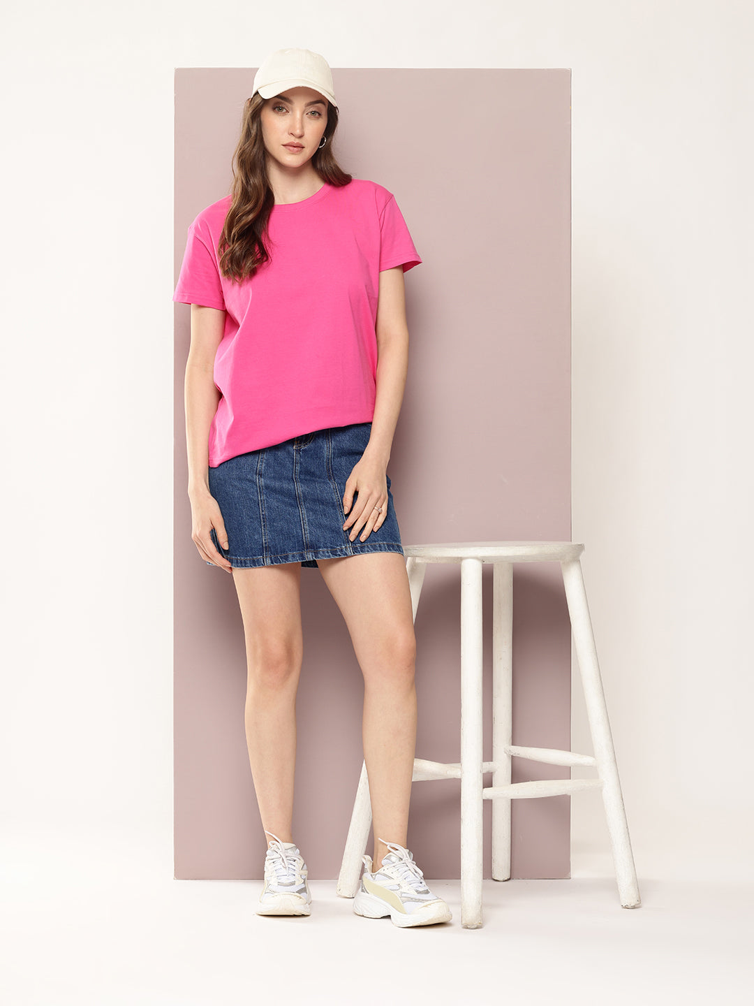 Womens Half Sleeve Round Neck Solid Boxy Fit Tshirts