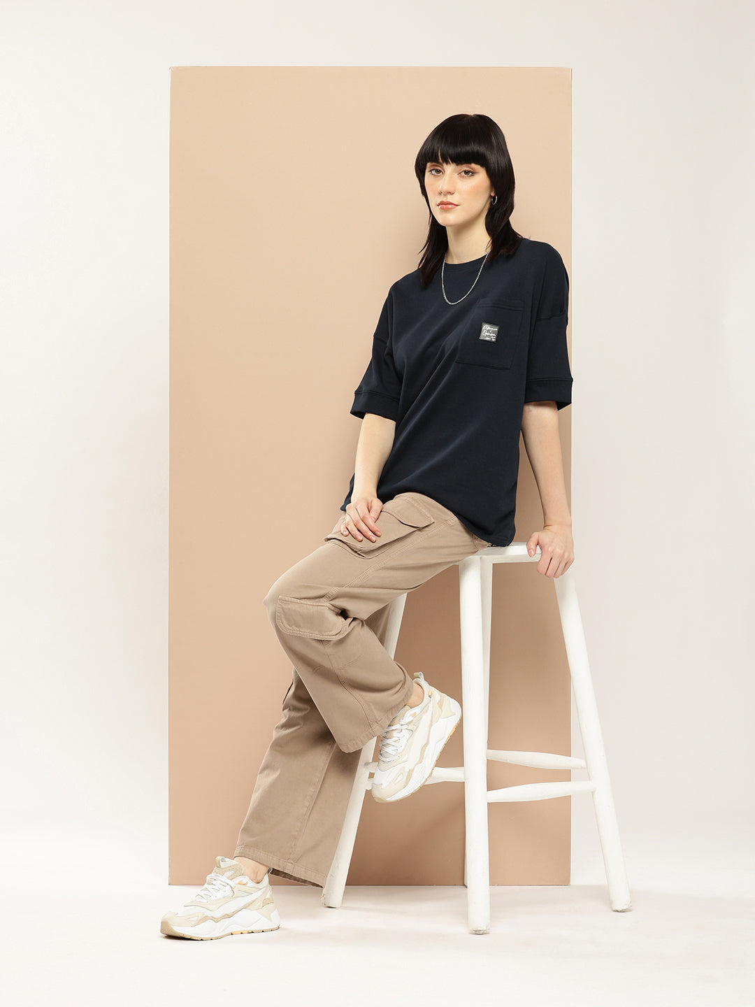 Womens Half Sleeve Round Neck Solid Oversized Fit Tshirts