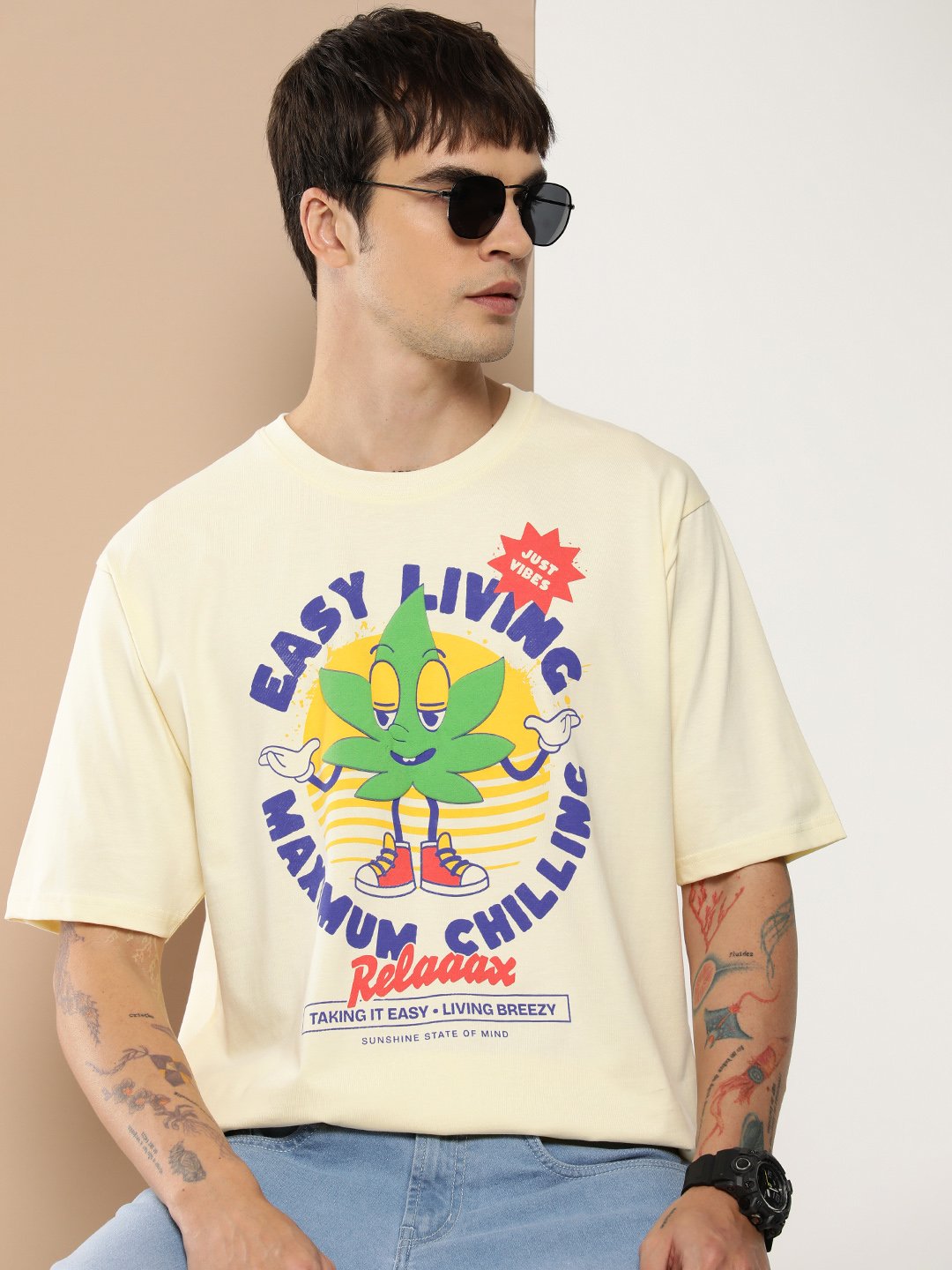Mens Half Sleeve Round Neck Oversized Fit T-Shirts