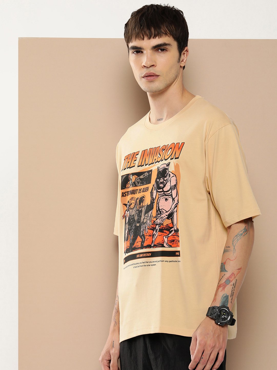 Mens Half Sleeve Round Neck Oversized Fit T-Shirts