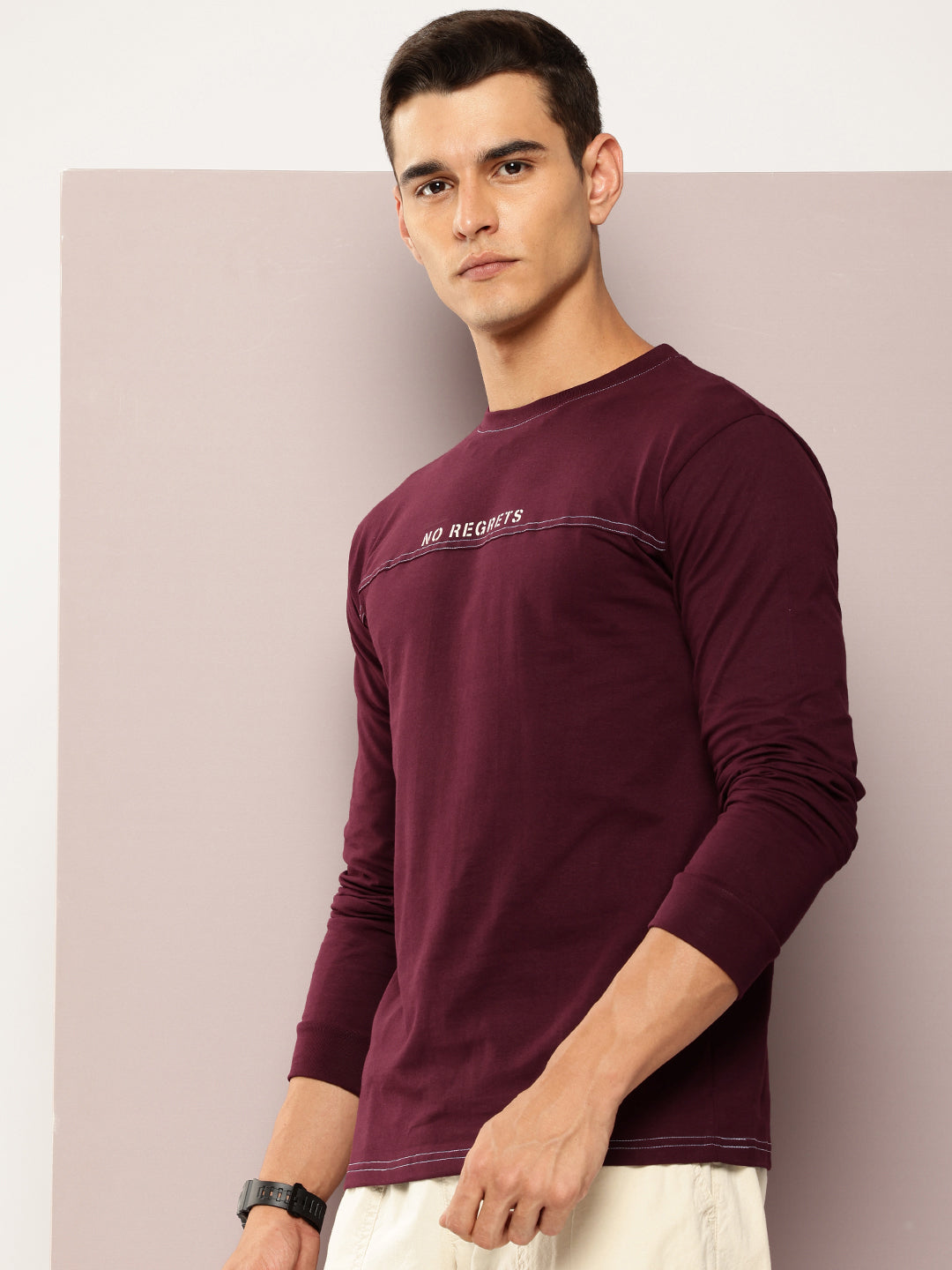 Mens Full Sleeve Round Neck Printed Regular Fit Tshirts