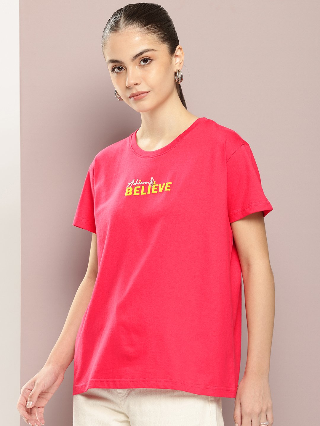 Womens Half Sleeve Round Neck Boxy Fit T-Shirts