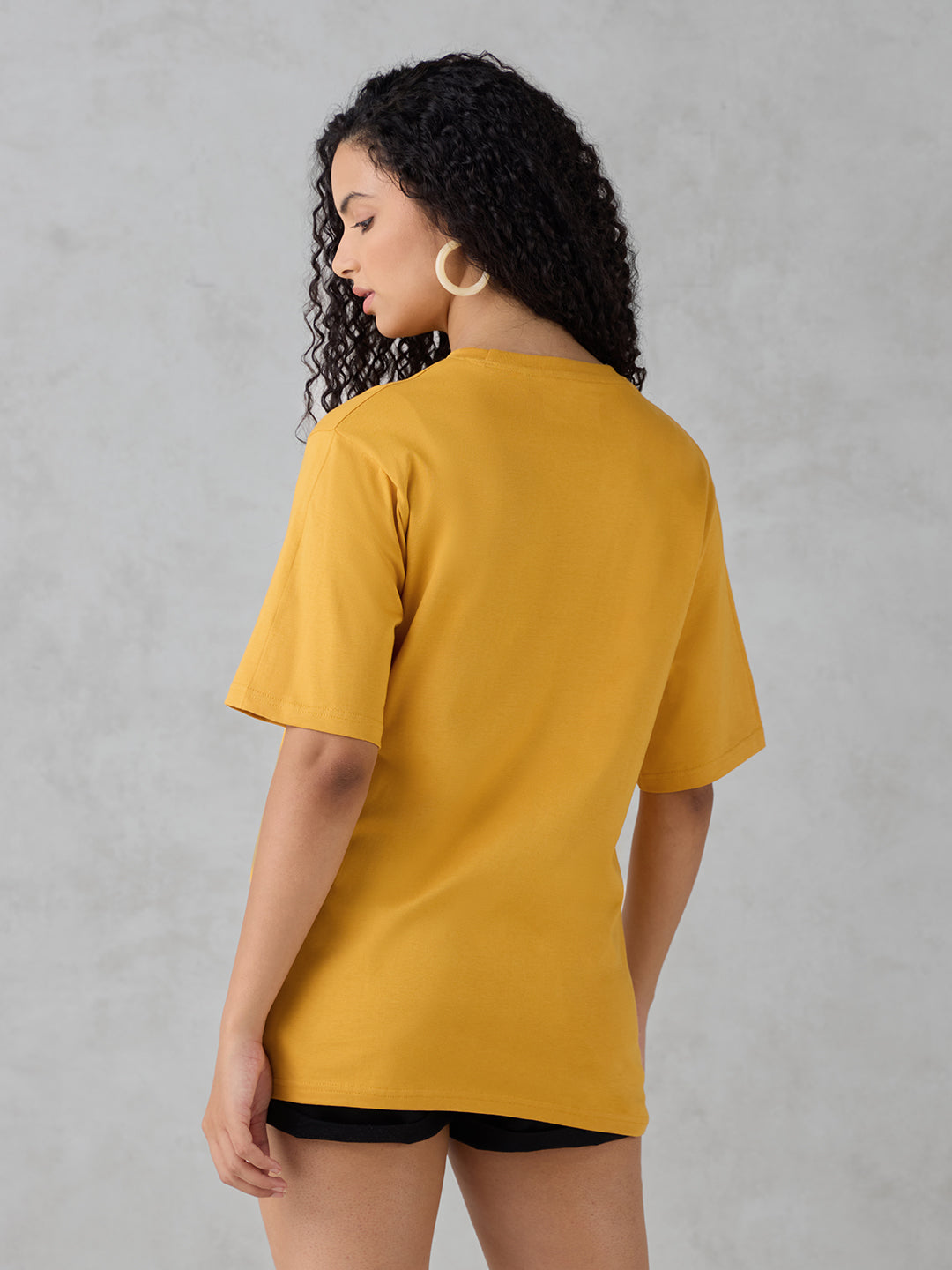 Womens Half Sleeve Puff Printed Oversized Fit Tshirt