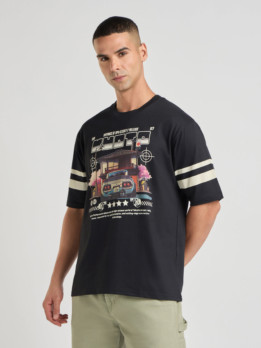 Mens Printed Oversized Cotton Round Neck Tshirt