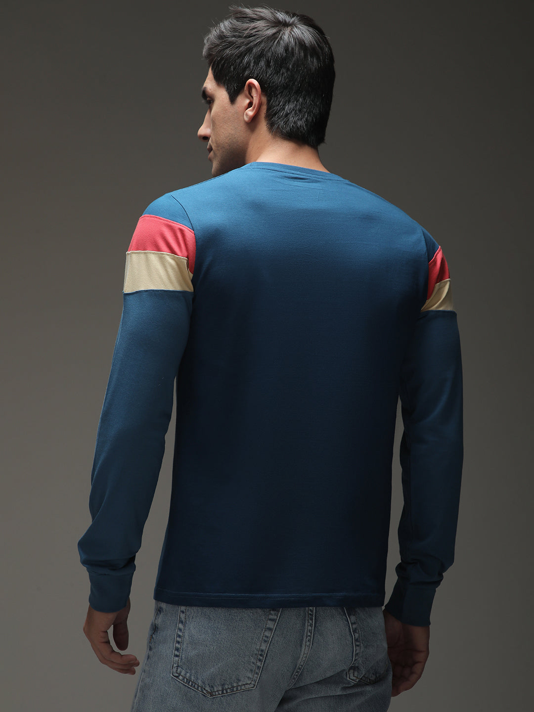 Mens Full Sleeve Henley Neck Printed Regular Fit Tshirts