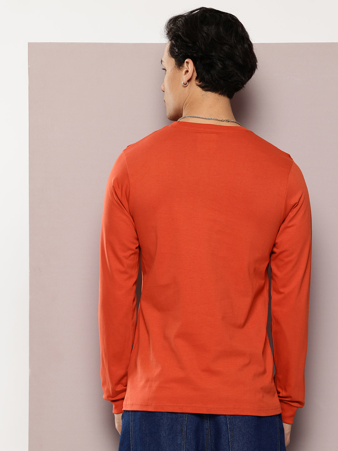 Mens Full Sleeve Round Neck Solid Regular Fit Tshirts