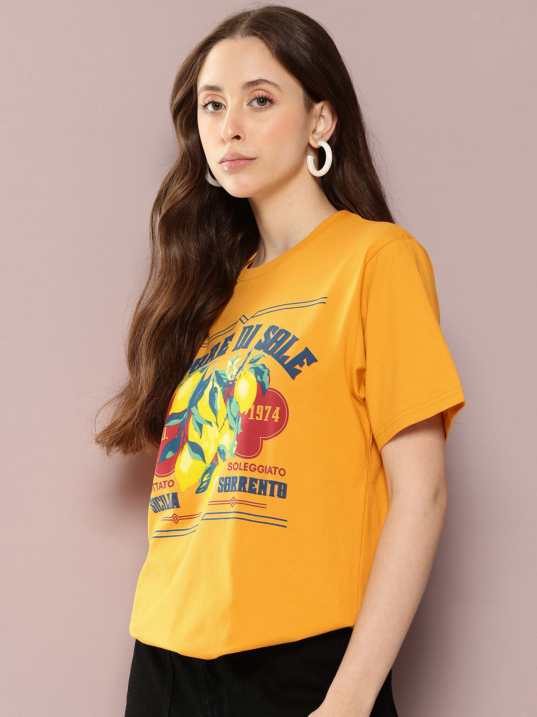 Womens Half Sleeve Round Neck Printed Oversized Fit Tshirts