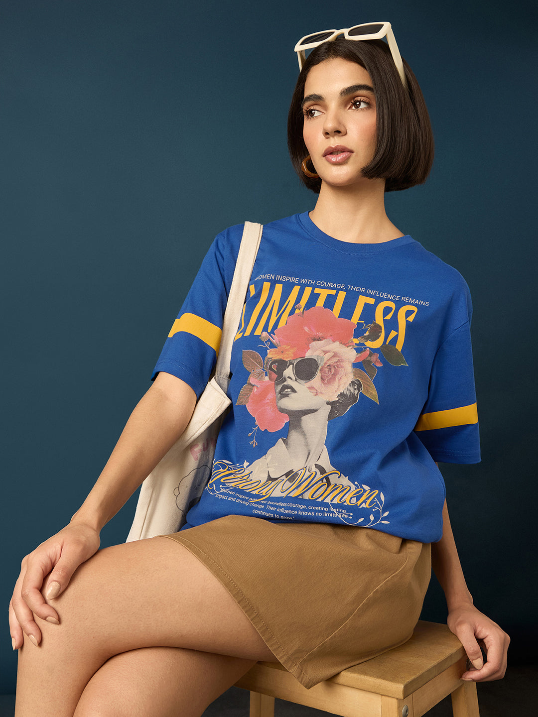 Womens Short Sleeve Printed Oversized Fit Tshirt 