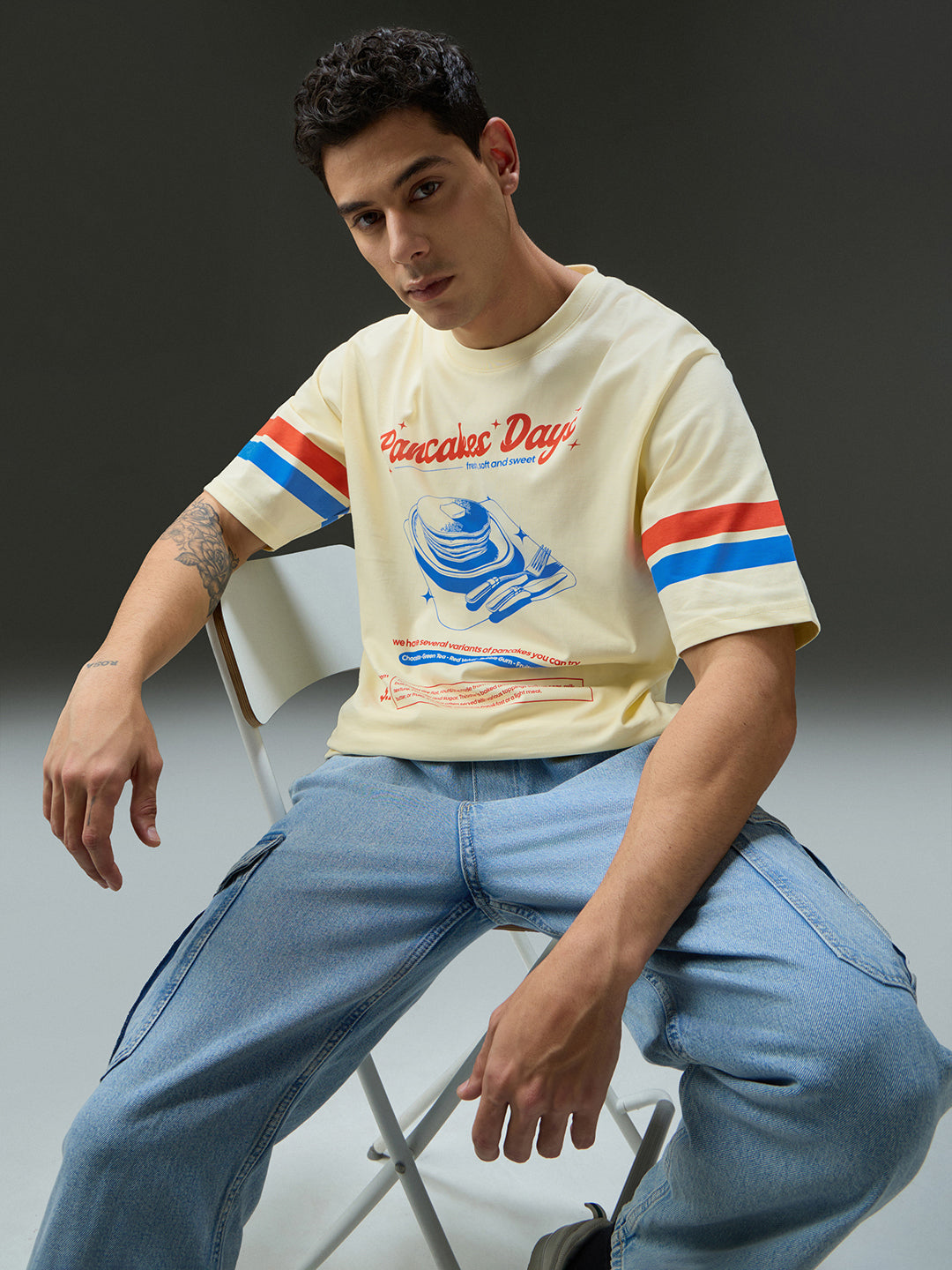 Mens Round Neck Half Sleeve Printed Oversized Fit Tshirt