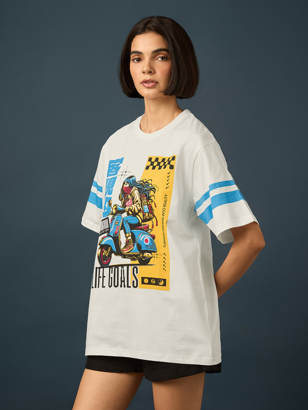 Womens Short Sleeve Printed Oversized Fit Tshirt 