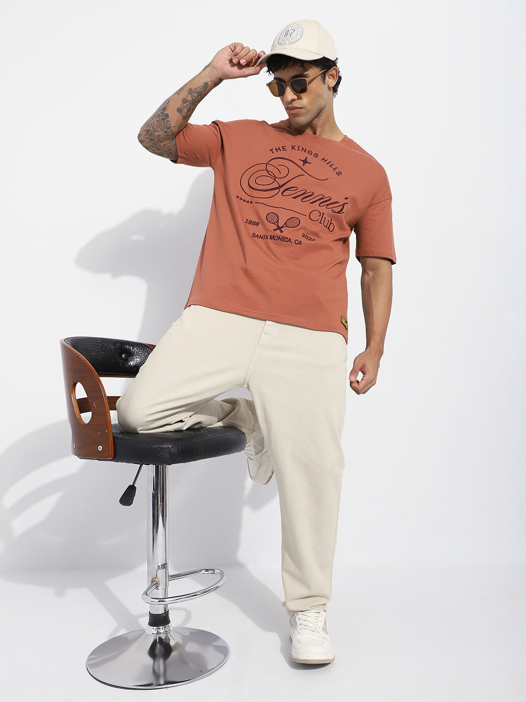 Mens Half Sleeve Drop Shoulder Printed Oversized Fit T-Shirts