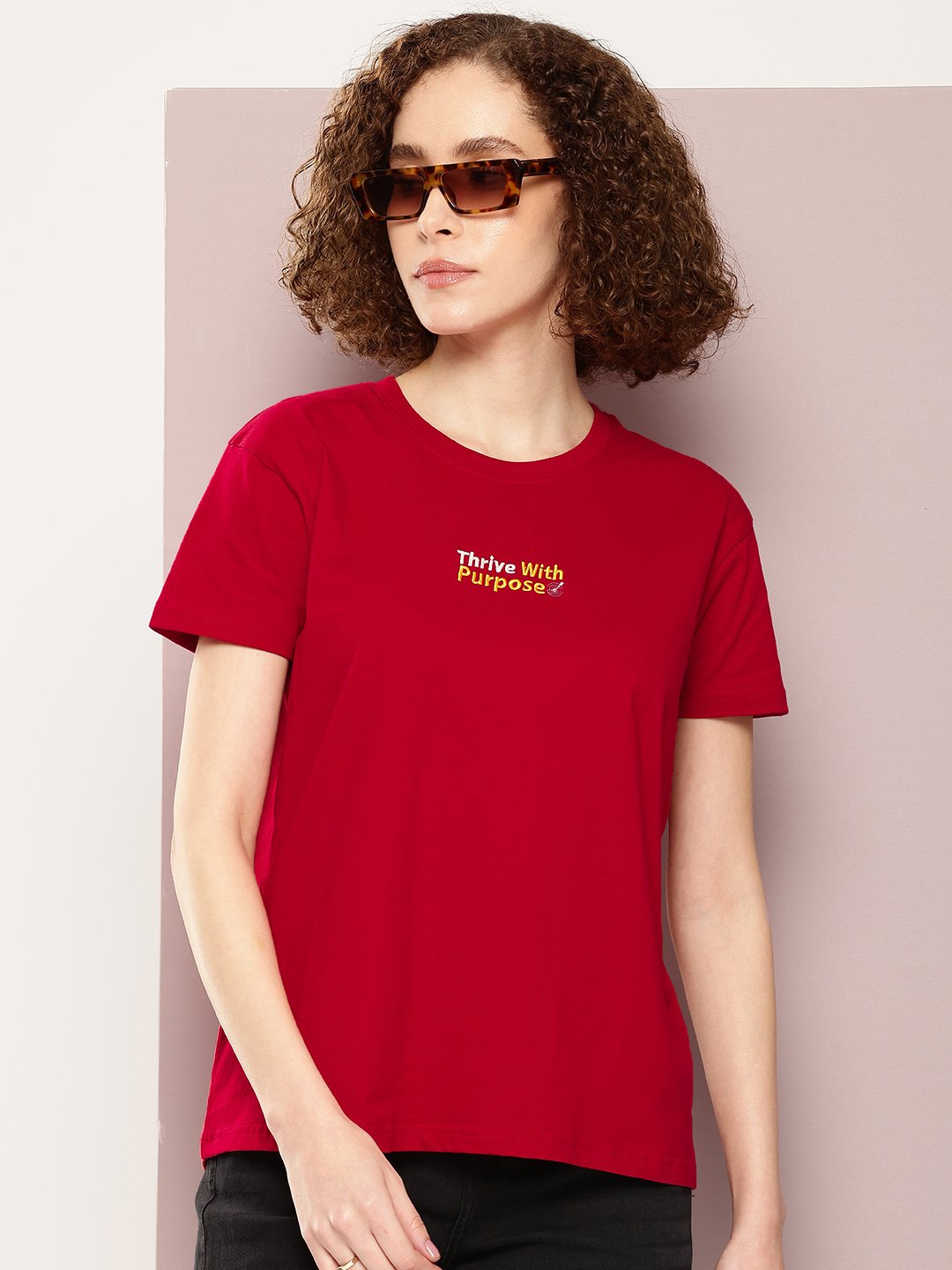 Womens Half Sleeve Round Neck Boxy Fit T-Shirts