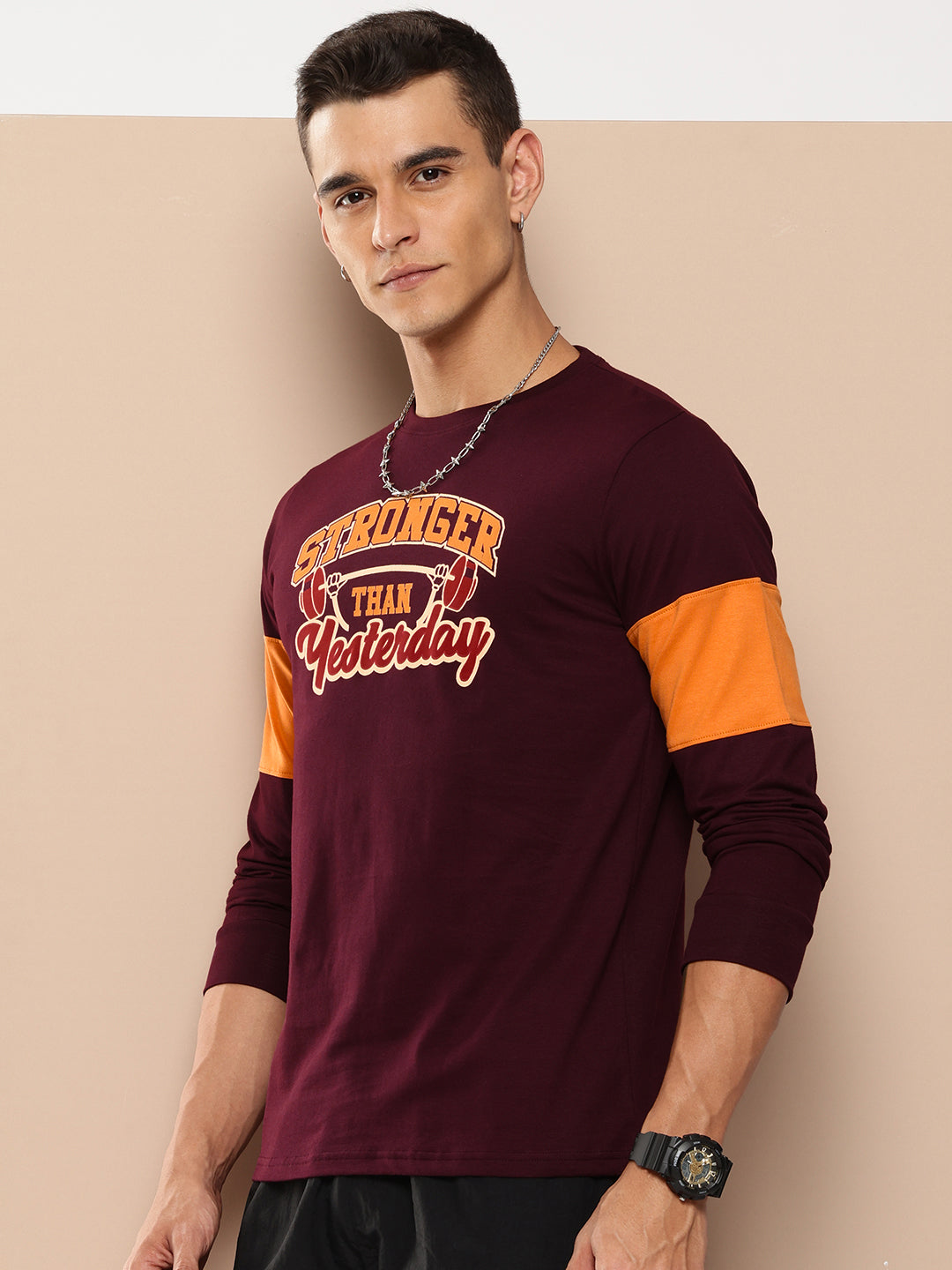 Mens Full Sleeve Round Neck Printed Regular Fit Tshirts