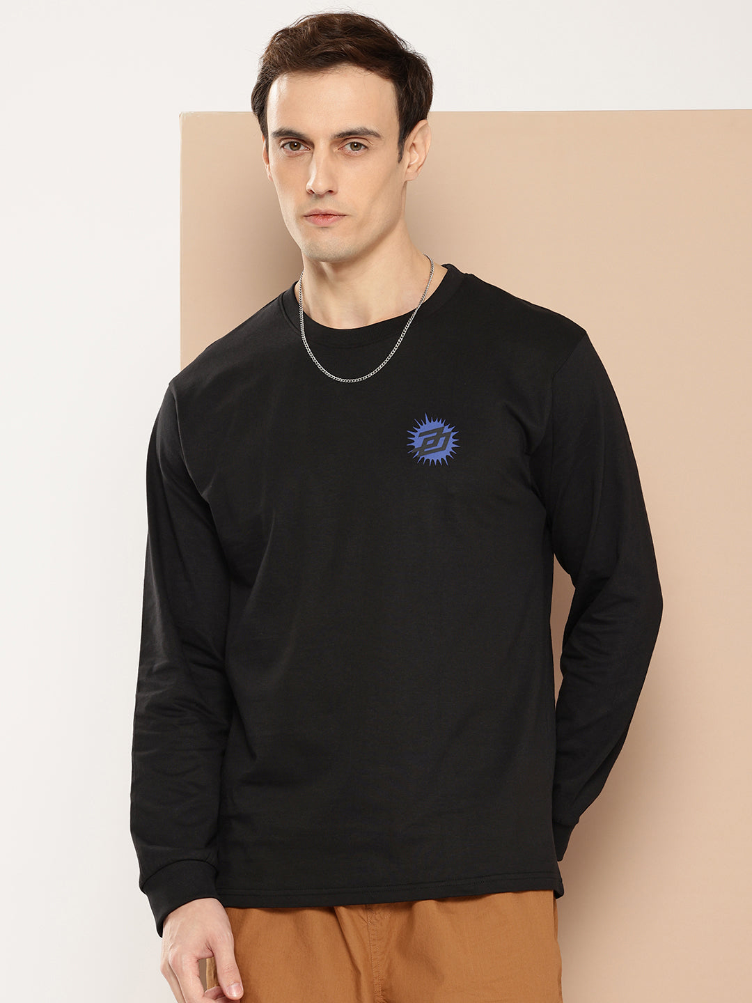 Mens Full Sleeve Round Neck Back Printed Oversized Fit Tshirts