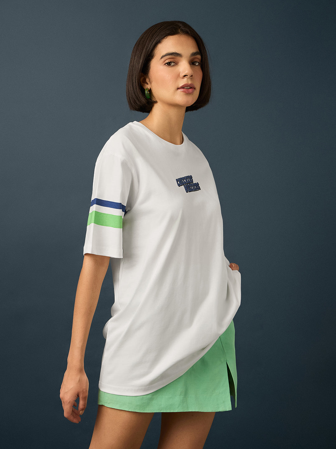Womens Short Sleeve Printed Oversized Fit Tshirt 