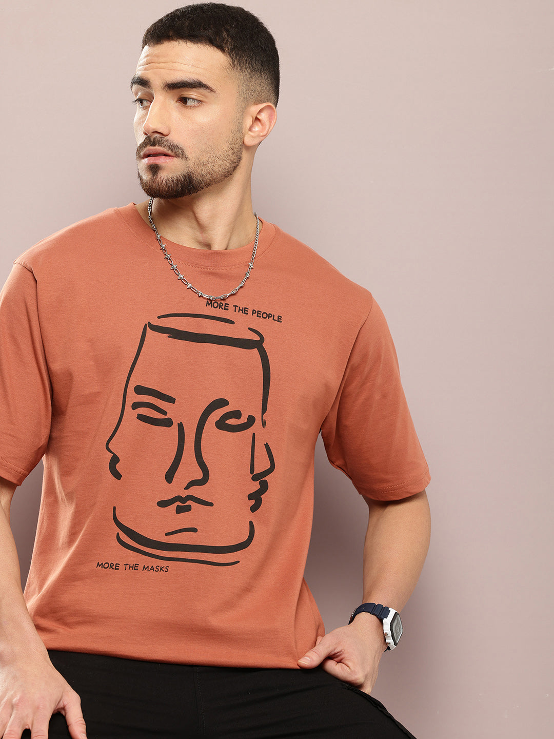 Mens Half Sleeve Round Neck Printed Oversized Fit Tshirts