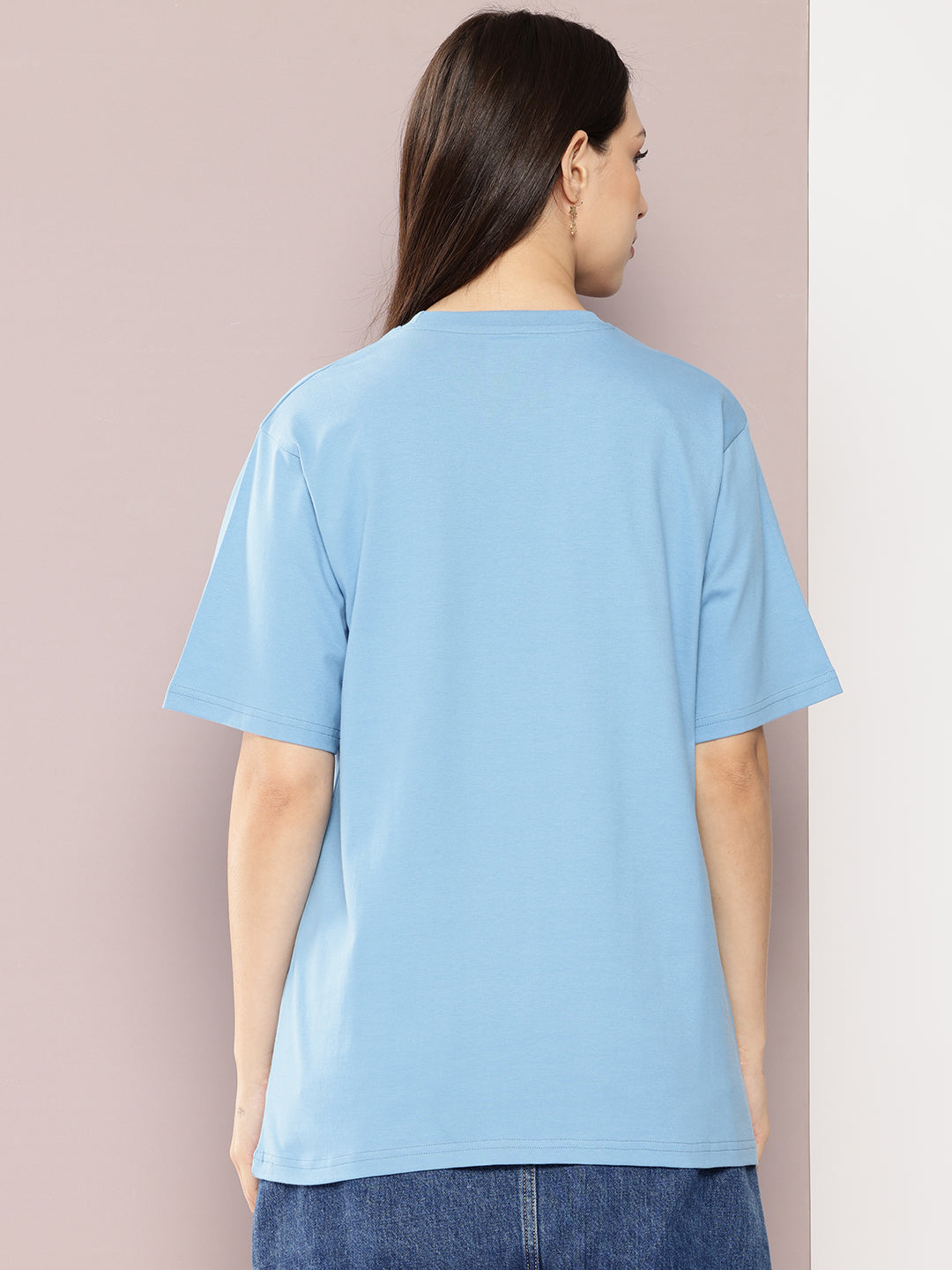 Womens Half Sleeve Round Neck Solid Oversized Fit Tshirts
