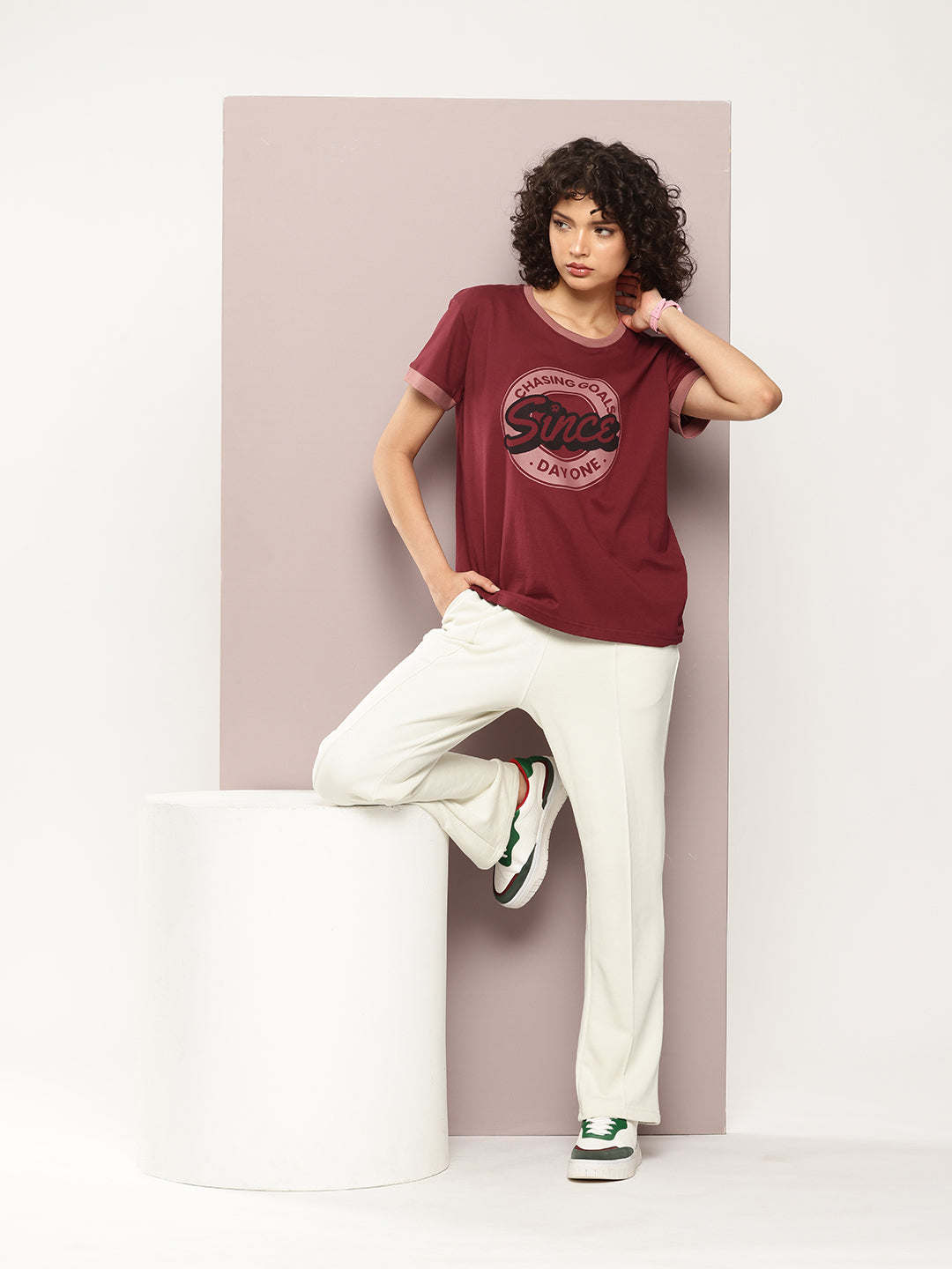 Womens Half Sleeve Round Neck Printed Boxy Fit Tshirts
