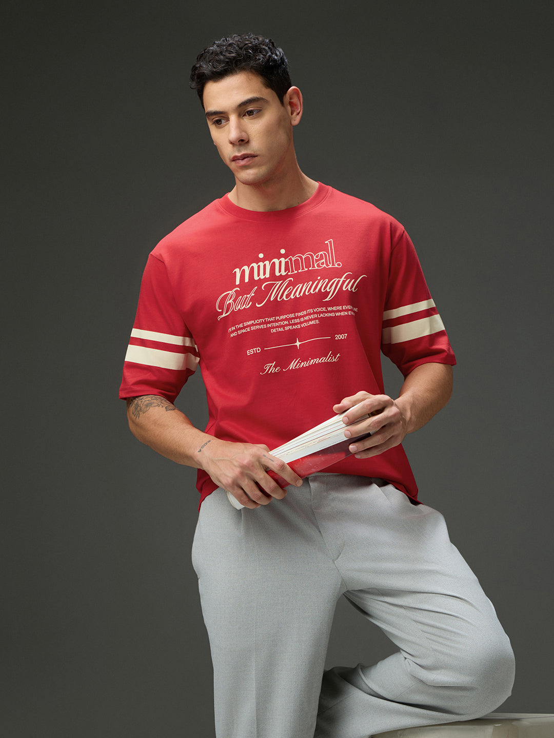 Mens Round Neck Half Sleeve Printed Oversized Fit Tshirt
