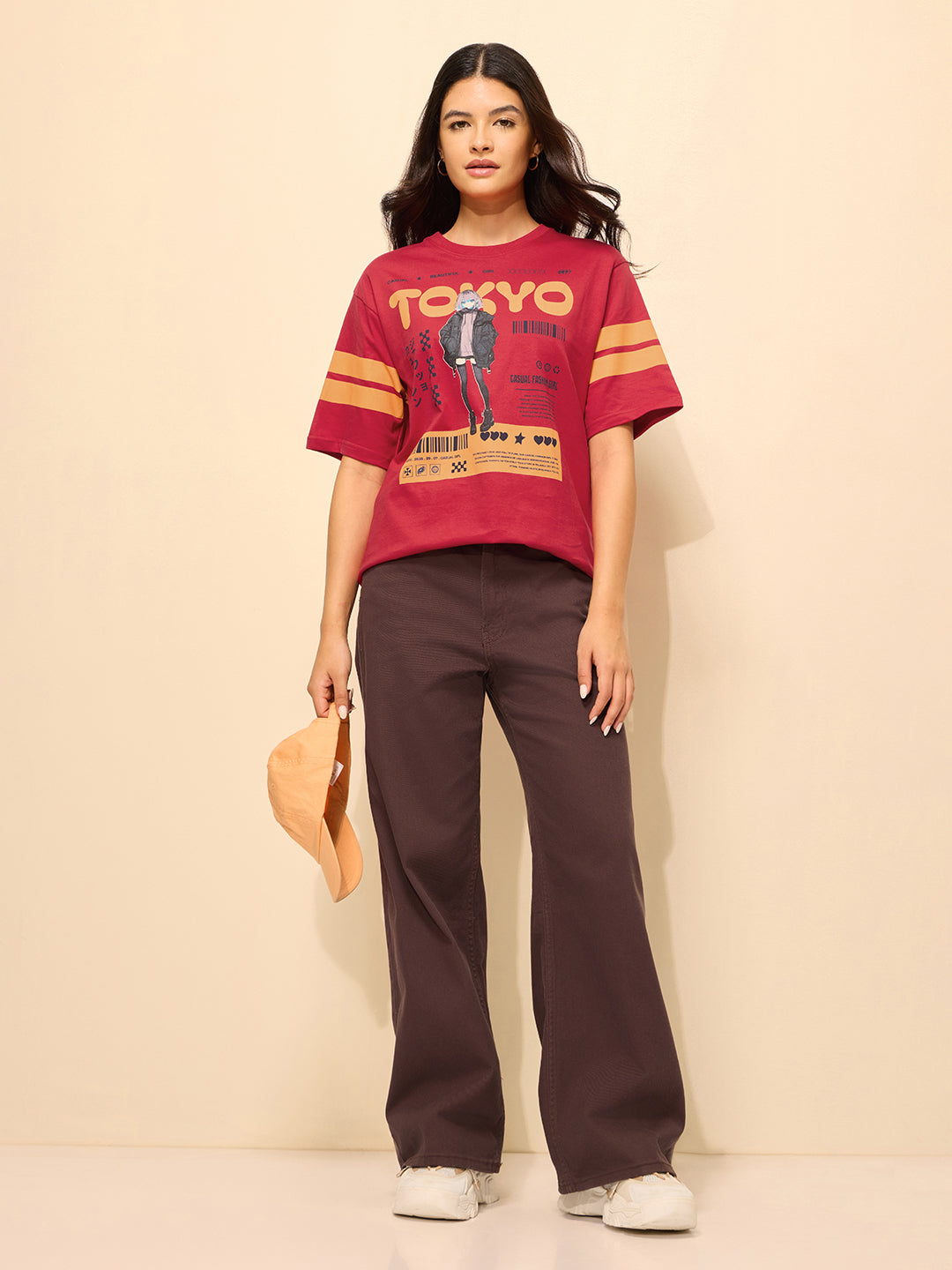 Womens Printed Oversized Cotton T-Shirt