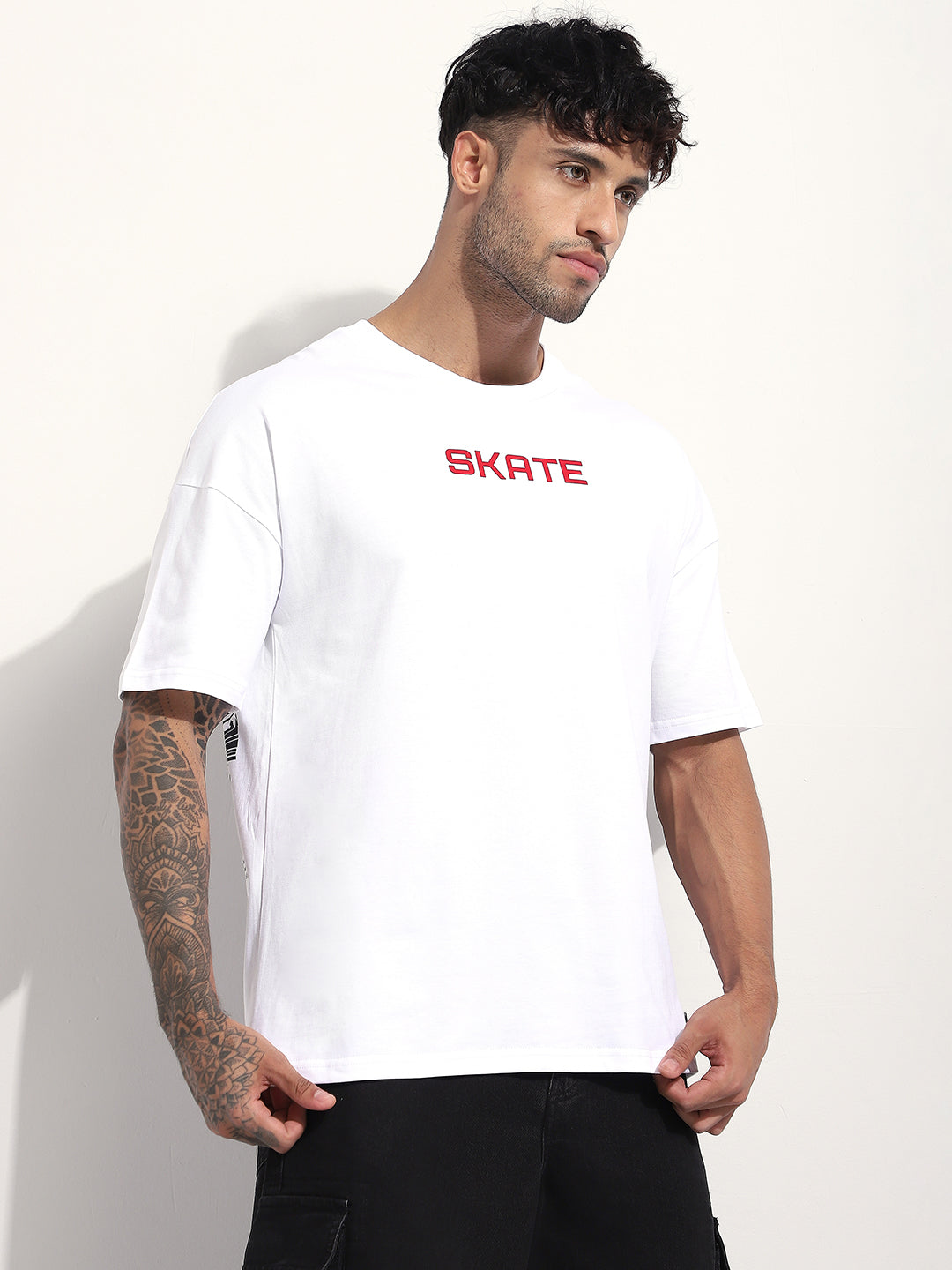 Mens Half Sleeve Drop Shoulder Printed Oversized Fit T-Shirts