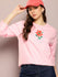 Womens Full Sleeve Round Neck Printed Oversized Fit Tshirts
