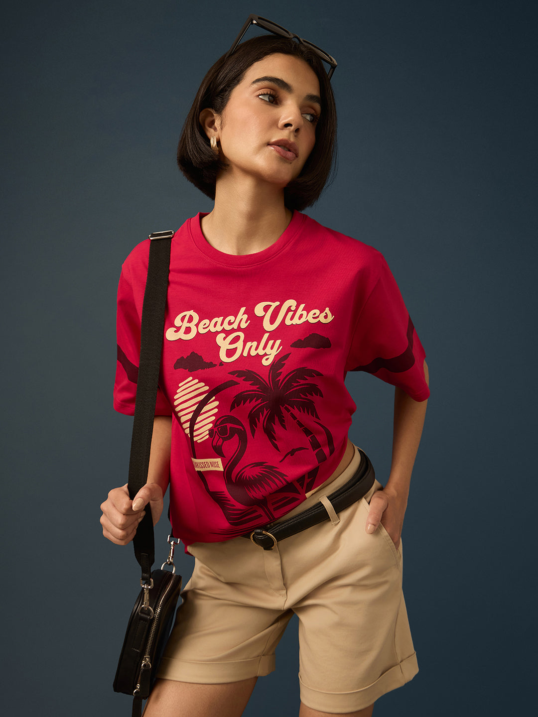 Womens Short Sleeve Printed Oversized Fit Tshirt 