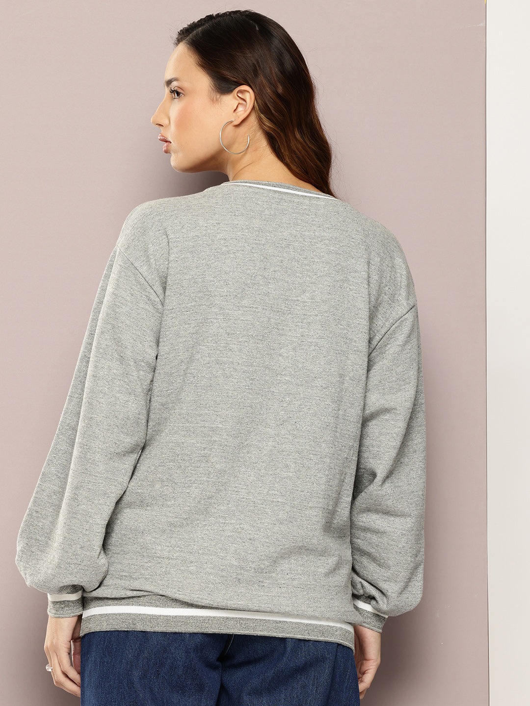 Women Long Sleeve Oversized Striped Sweatshirt
