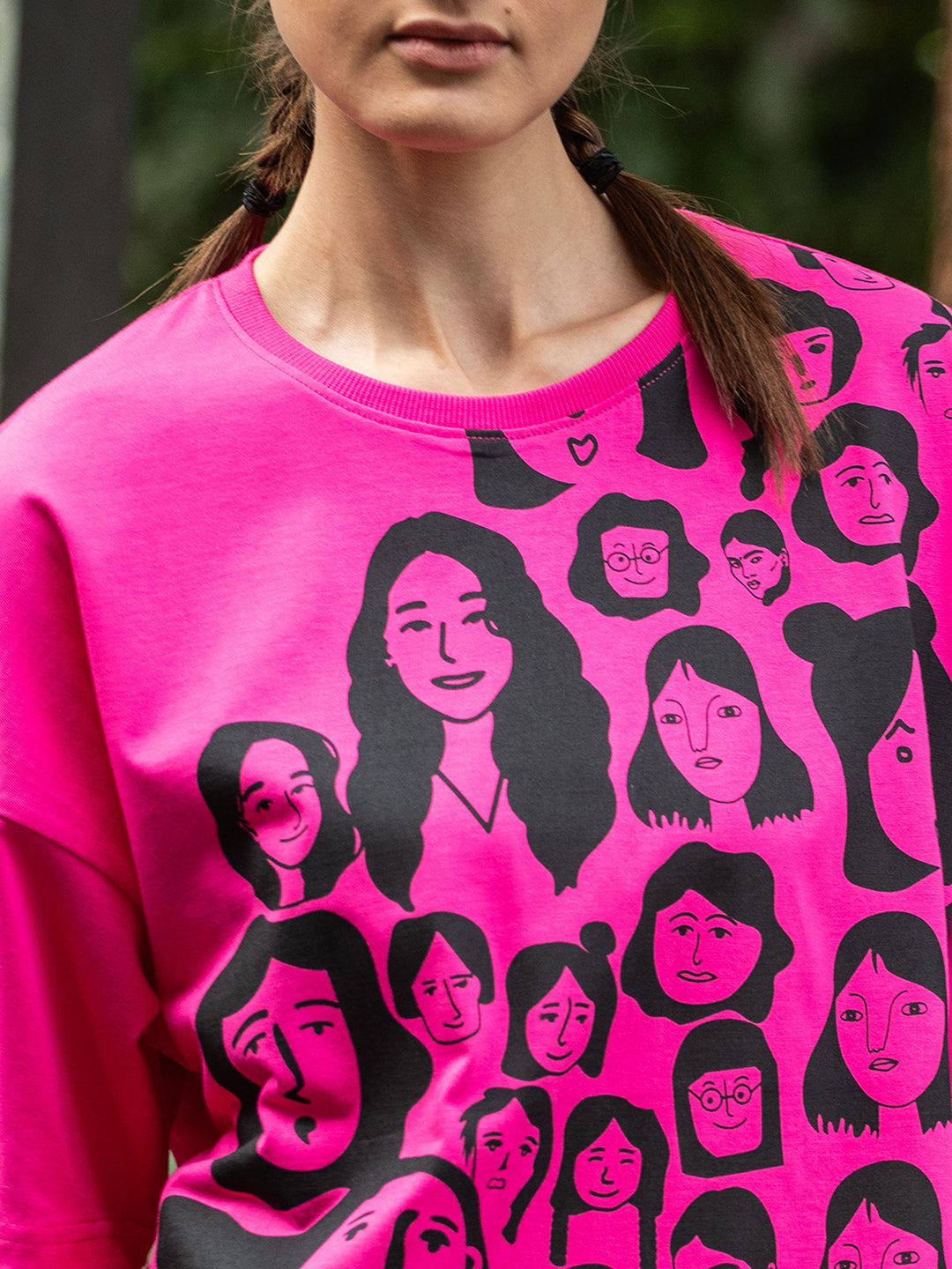 Womens Half Sleeve Drop Shoulder Printed Oversized Fit T-Shirts