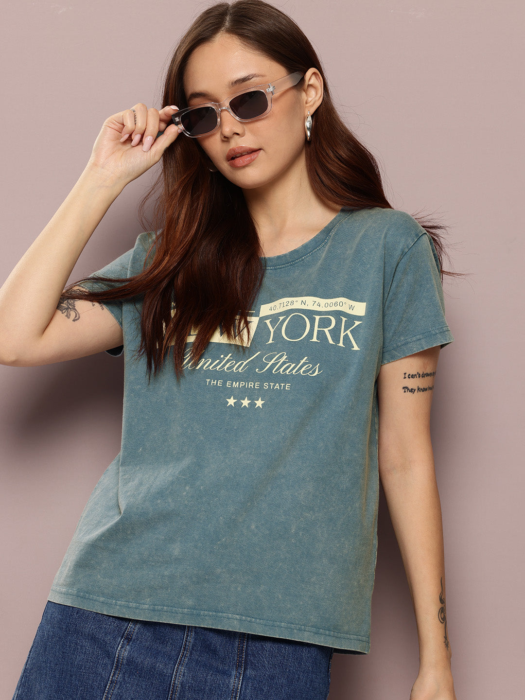 Womens Half Sleeve Round Neck Printed Boxy Fit Tshirts