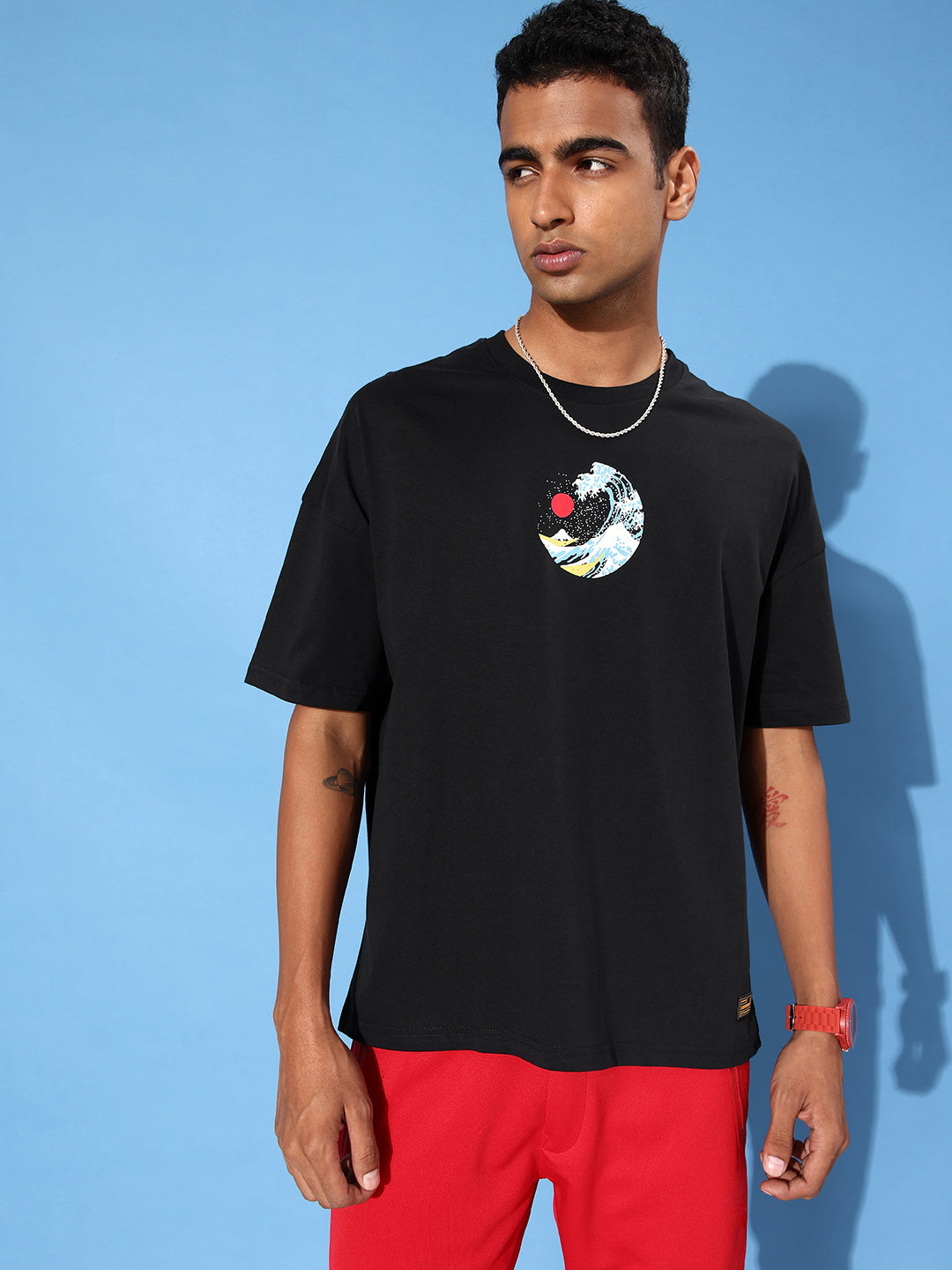 Mens Half Sleeve Drop Shoulder Printed Oversized Fit T-Shirts