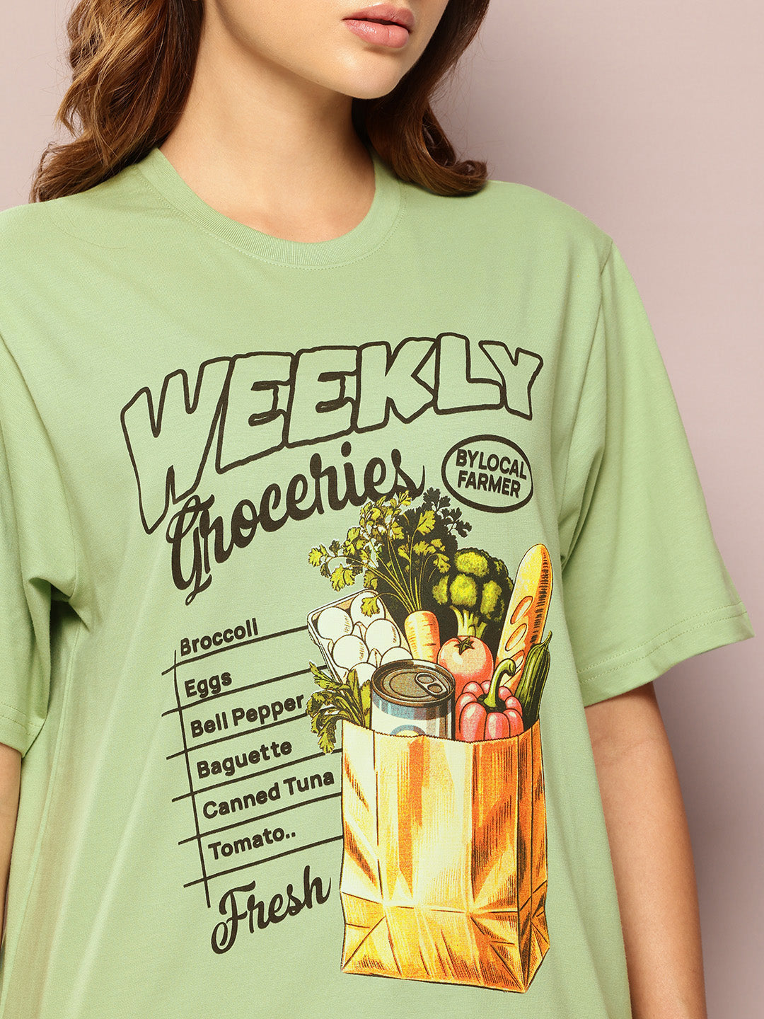 Womens Short Sleeve Printed Oversized Fit Tshirt