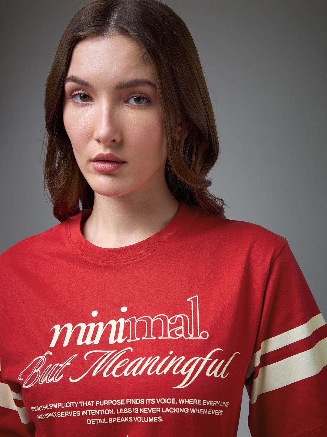 Womens Printed Round Neck Oversized Fit Tshirt