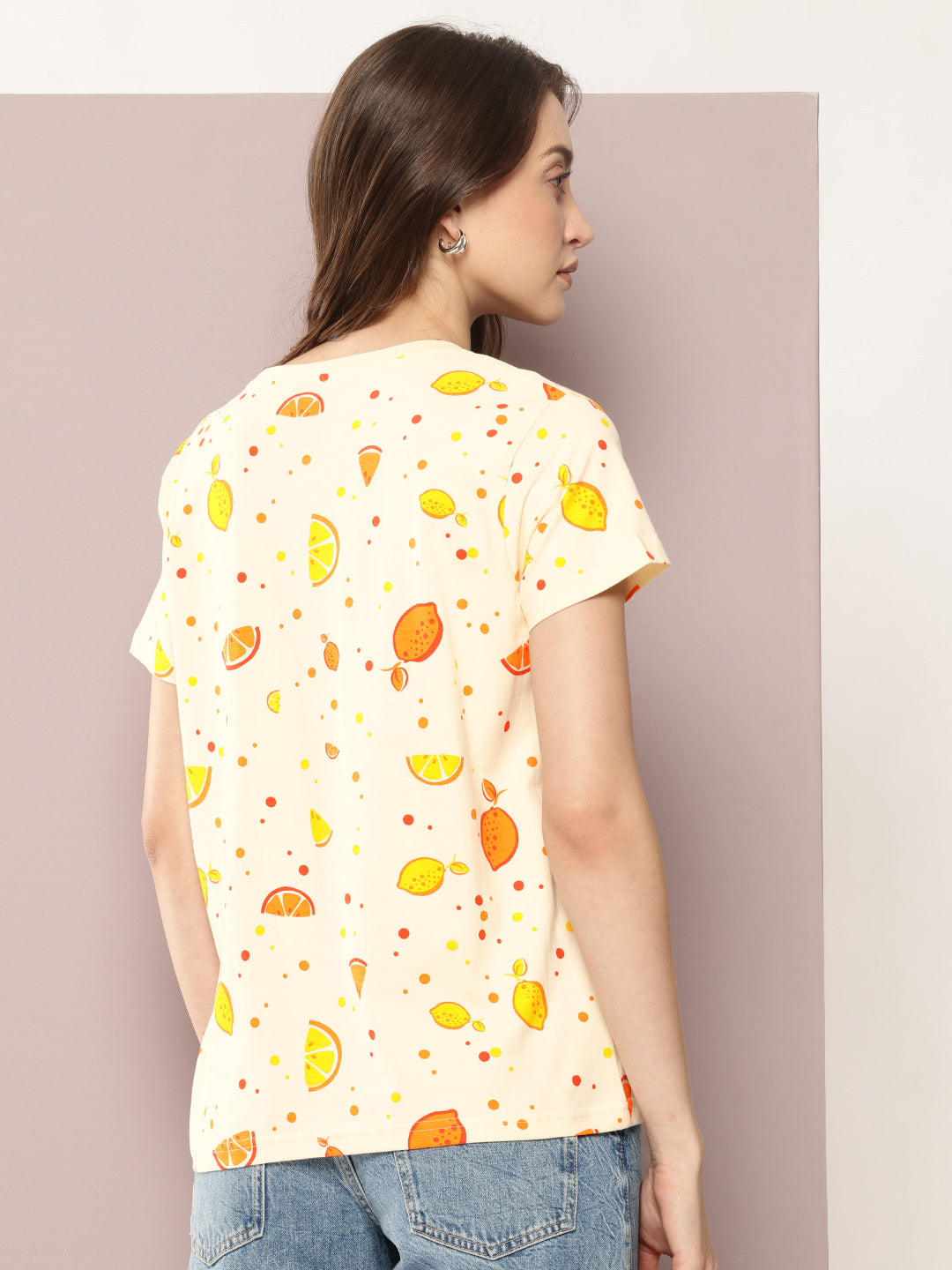 Womens Half Sleeve Round Neck All-Over Printed Boxy Fit Tshirts