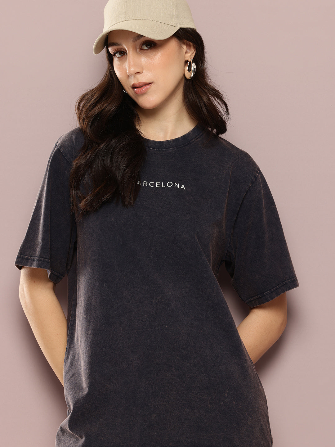Womens Half Sleeve Round Neck Printed Oversized Fit Tshirts