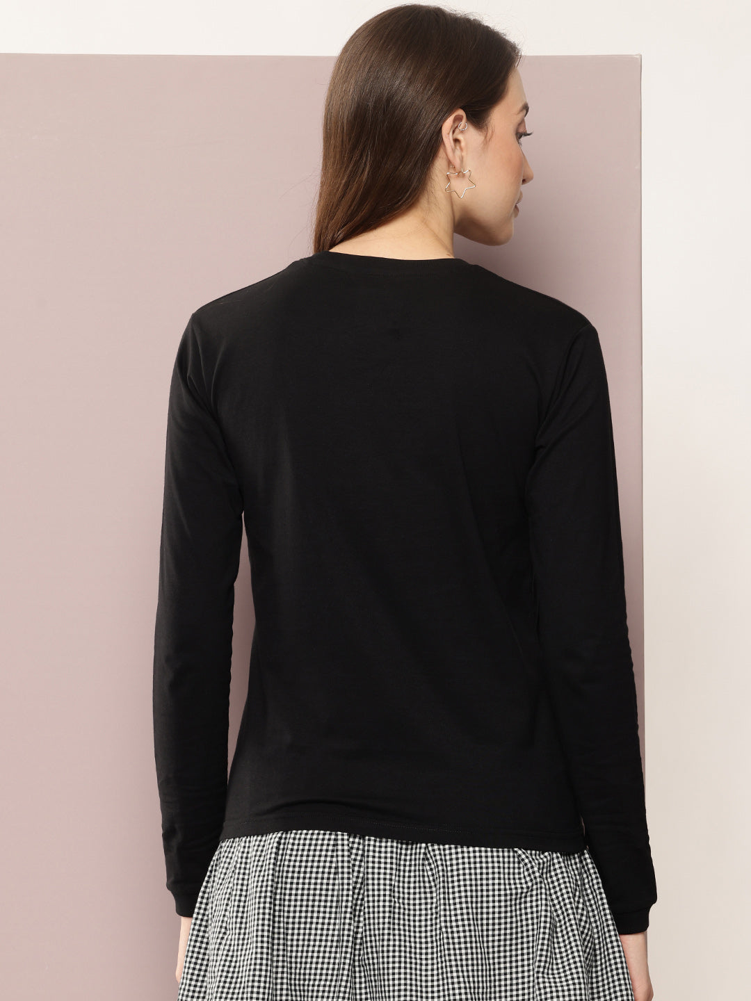 Womens Full Sleeve Round Neck Solid Regular Fit Tshirts