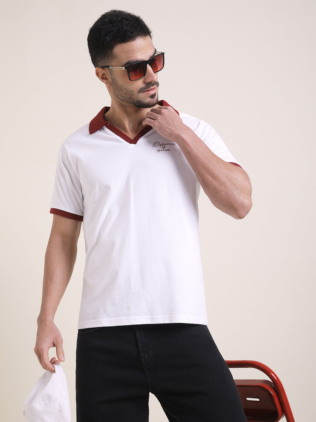 Mens Half Sleeve Polo Neck Back Printed Relaxed Fit Tshirts