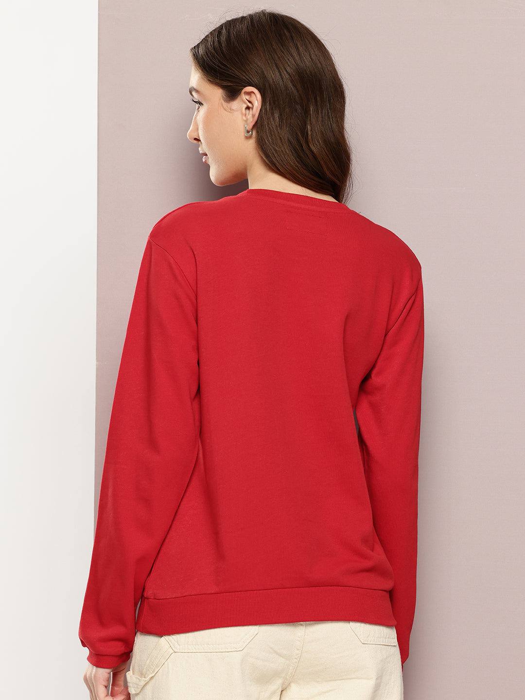 Womens Full Sleeve Round Neck Embroidered Relaxed Fit Tshirts