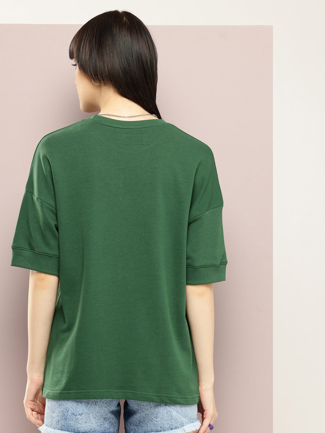Womens Half Sleeve Round Neck Solid Oversized Fit Tshirts