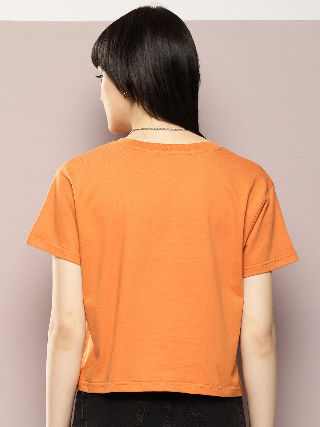 Womens Half Sleeve Round Neck Solid Boxy Fit Tshirts