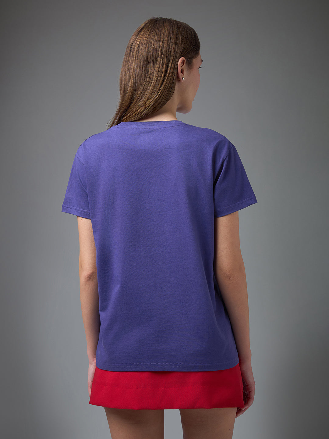 Womens Embroidery Round Neck Boxy Fit Tshirt