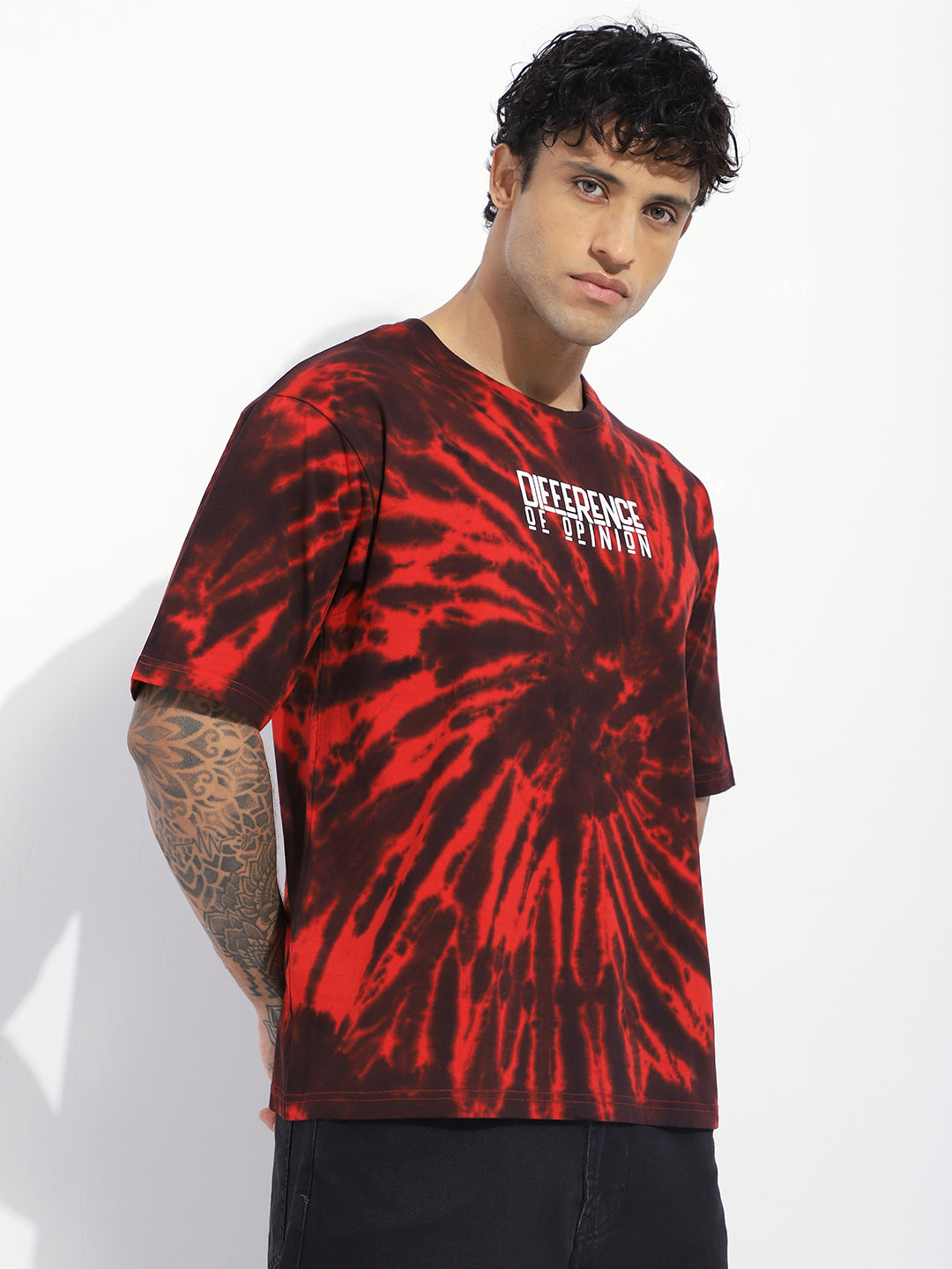 Mens Half Sleeve Round Neck Striped Oversized Fit Tshirts